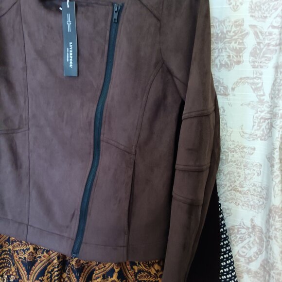 Women's Chocolate Brown Faux Suede Jacket - Picture 3 of 7